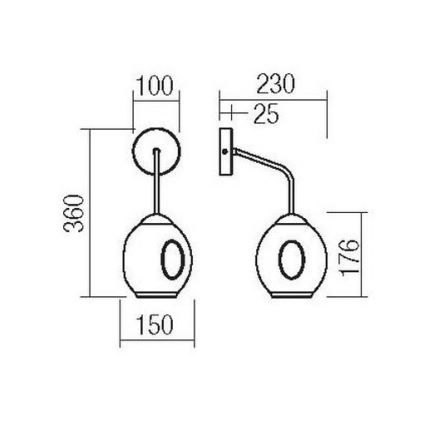 Redo 01-2618 - Аплик PIERCE 1xE27/42W/230V черен/опушен