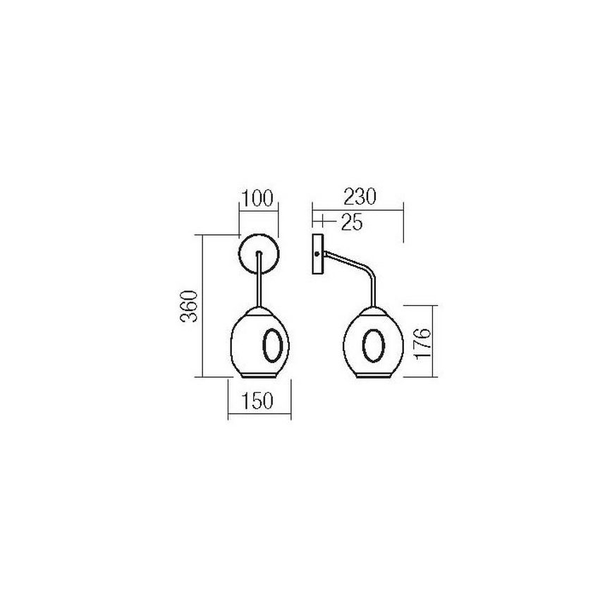 Redo 01-2618 - Аплик PIERCE 1xE27/42W/230V черен/опушен