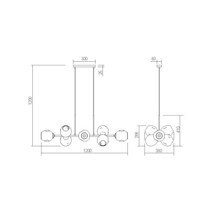 Redo 01-2619 - Пендел PIERCE 6xE27/42W/230V златист/опушен