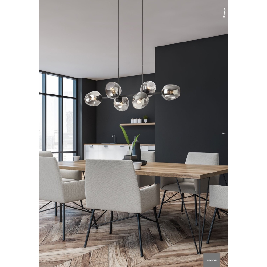 Redo 01-2620 - Пендел PIERCE 6xE27/42W/230V черен/опушен