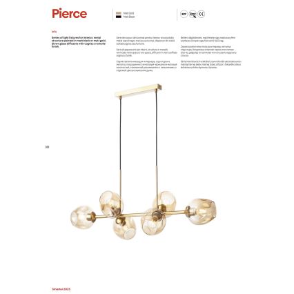 Redo 01-2620 - Пендел PIERCE 6xE27/42W/230V черен/опушен