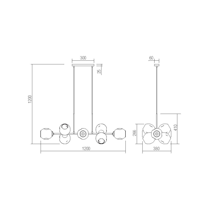 Redo 01-2622 - Пендел PIERCE 8xE27/42W/230V черен/опушен