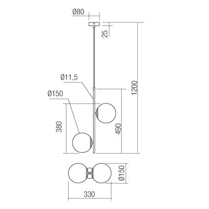 Redo 01-2625 - Пендел NIVA 2xE14/28W/230V