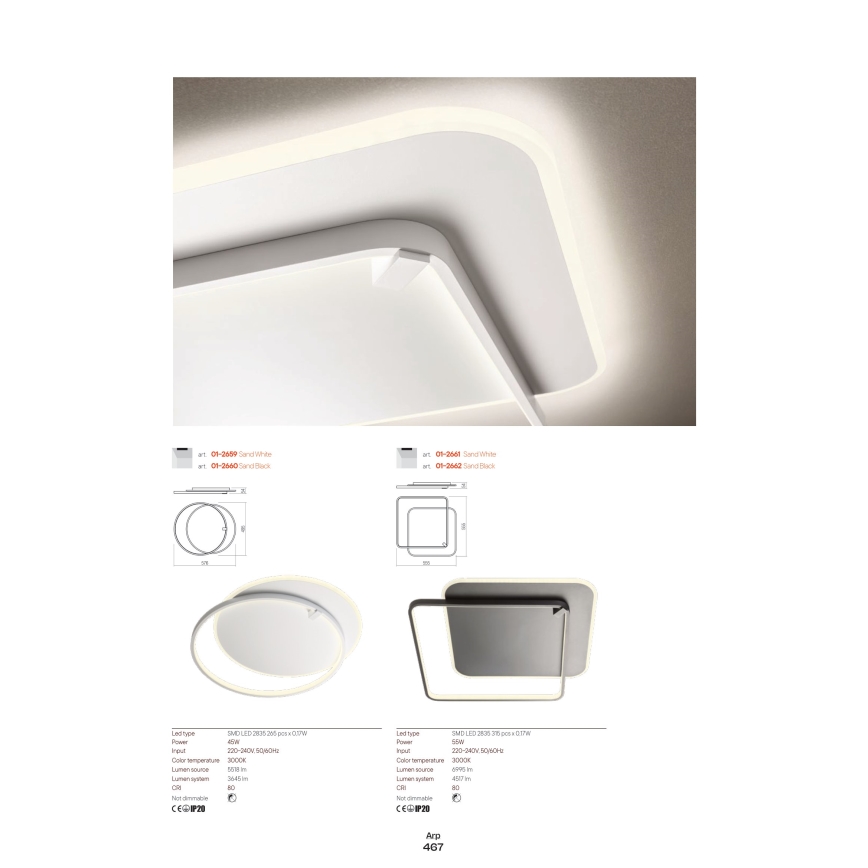 Redo 01-2660 - LED Плафониера ARP LED/45W/230V черен