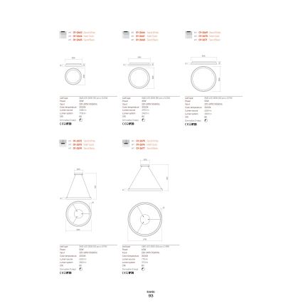 Redo 01-2671 - LED Димируем плафон ICONIC LED/50W/230V Ø 58 см черен