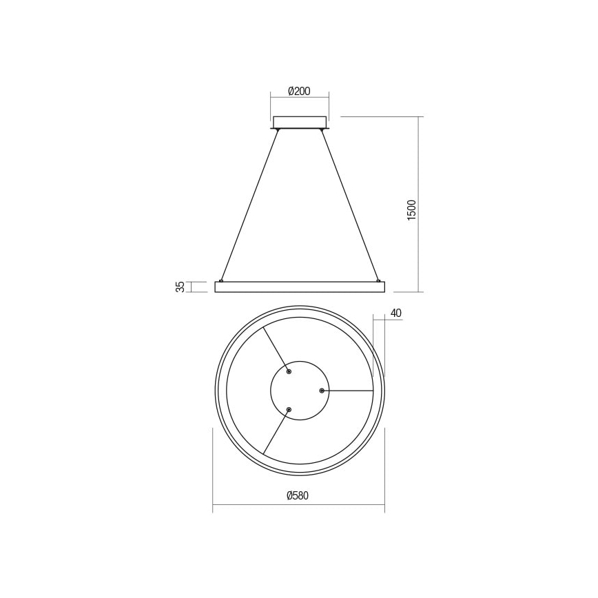 Redo 01-2674- LED Димируем пендел ICONIC LED/50W/230V Ø 58 см черен