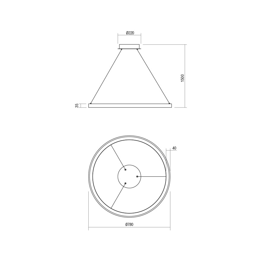 Redo 01-2675 - LED полилей с възможност за димиране на кабел ICONIC LED/60W/230V Ø 78 cm бял