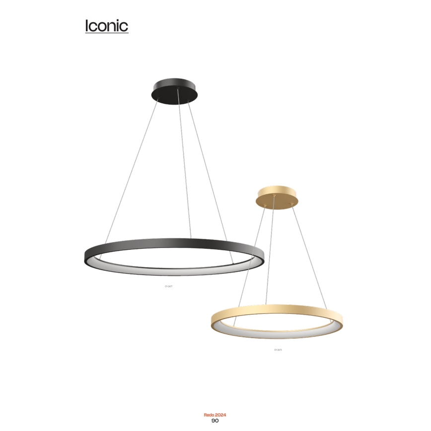 Redo 01-2676 - LED Димируем пендел ICONIC LED/60W/230V Ø 78 см златист