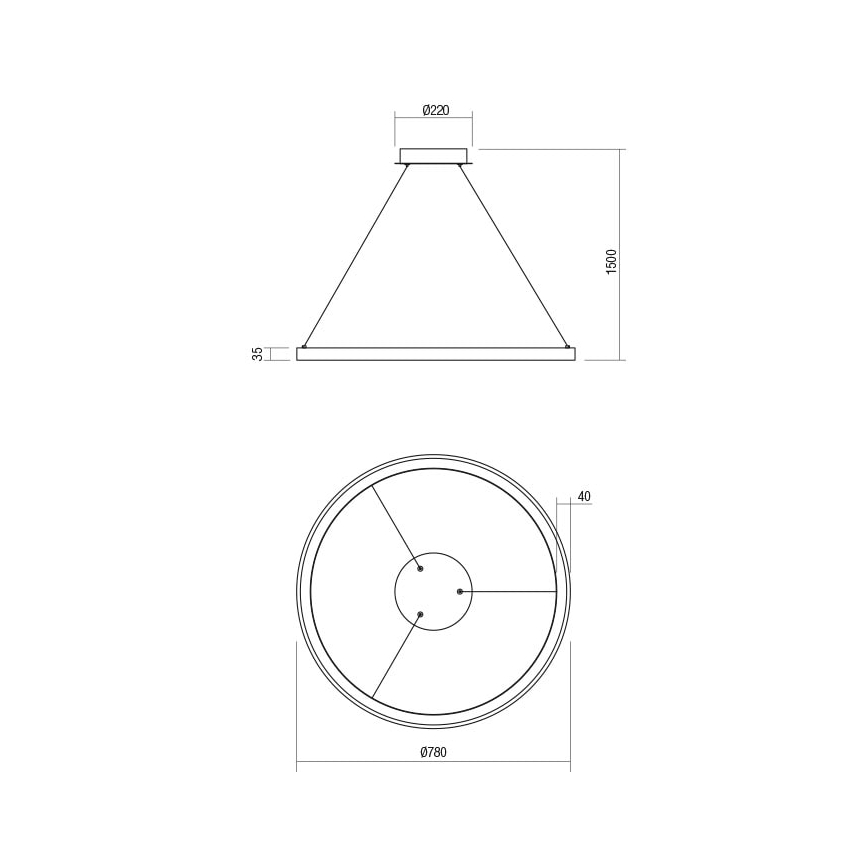 Redo 01-2677 - LED Димируем пендел ICONIC LED/60W/230V Ø 78 см черен