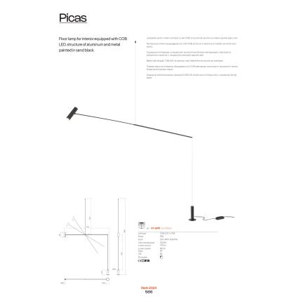 Redo 01-2695 - LED Димируем лампион PICAS LED/12W/230V черен