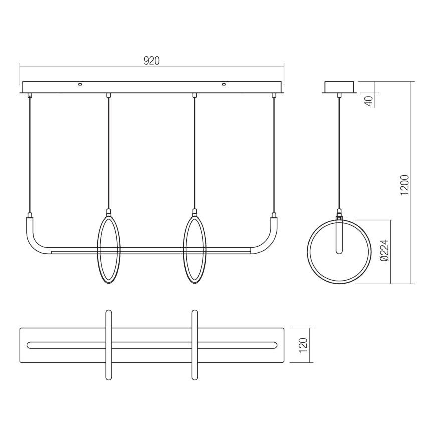 Redo 01-2705 - LED полилей на кабел OLIMP LED/40W/230V 3000/4000/6500K черен