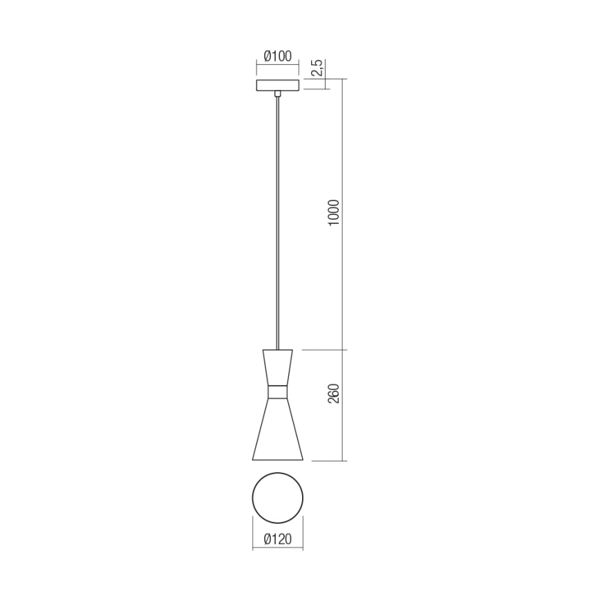 Redo 01-2711 - Пендел KILT 1xE27/42W/230V Ø 12 см черен