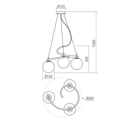 Redo 01-2715 - Пендел VOLLEY 3xE14/28W/230V златист