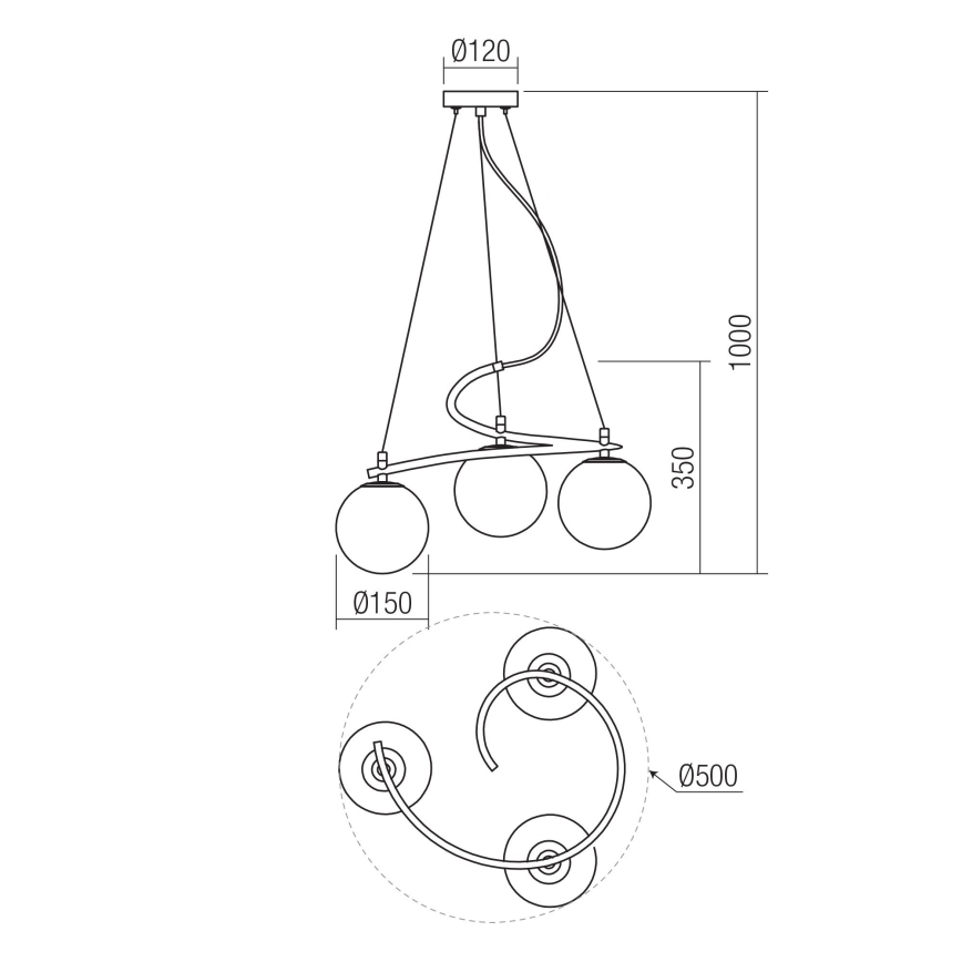 Redo 01-2715 - Пендел VOLLEY 3xE14/28W/230V златист