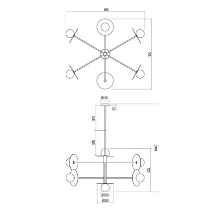 Redo 01-2734 - Висящ полилей PLATO 6xG9/10W/230V черен