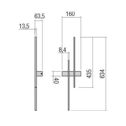 Redo 01-2744 - Стенно LED осветително тяло TANGENT LED/13W/230V 3000K 63,4 cm CRI 90 бяло