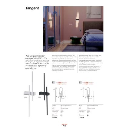Redo 01-2746 - LED стенен аплик TANGENT LED/13W/230V 3000K 63,4 cm CRI 90 бял
