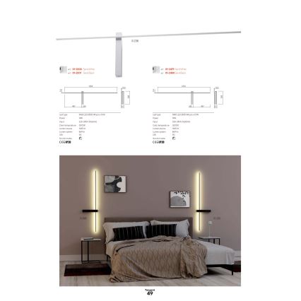 Redo 01-2747 - LED Настенно осветително тяло TANGENT LED/13W/230V 3000K 63,4 cm CRI 90 черно