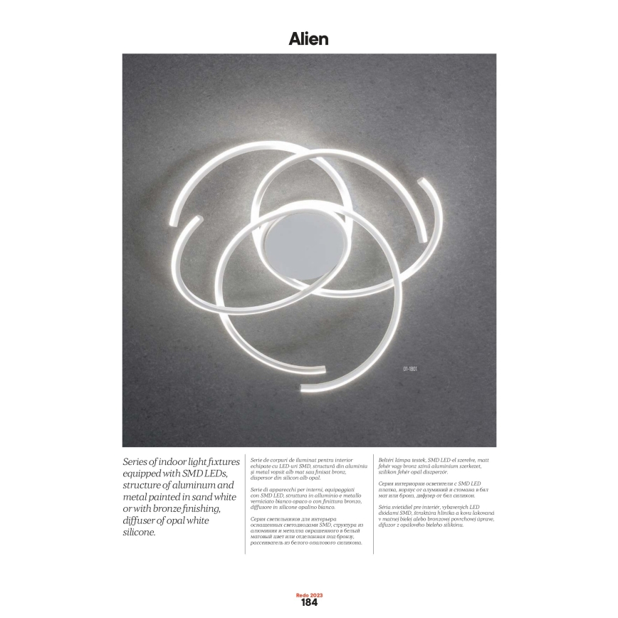 Redo 01-2748 - LED Димируем плафон ALIEN LED/75W/230V 3000K Ø 90 см бял