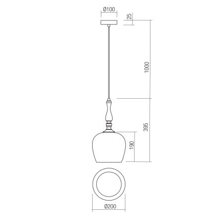 Redo 01-2752 - Пендел TOLL 1xE27/42W/230V черен