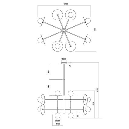 Redo 01-2753 - Полилей на тръба PLATO 8xG9/10W/230V черен