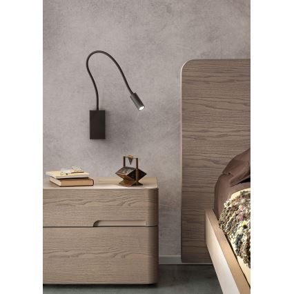 Redo 01-2755 - Гъвкава LED лампа WALLIE LED/3W/230V USB CRI 90 черна