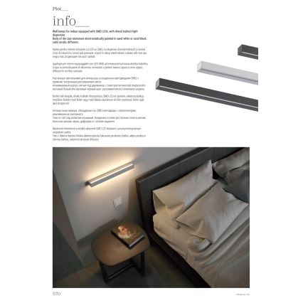 Redo 01-2767 - LED стенен аплик PLOT LED/35W/230V 120 cm черен