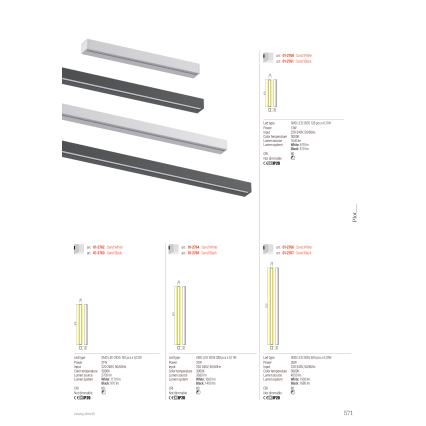 Redo 01-2767 - LED стенен аплик PLOT LED/35W/230V 120 cm черен
