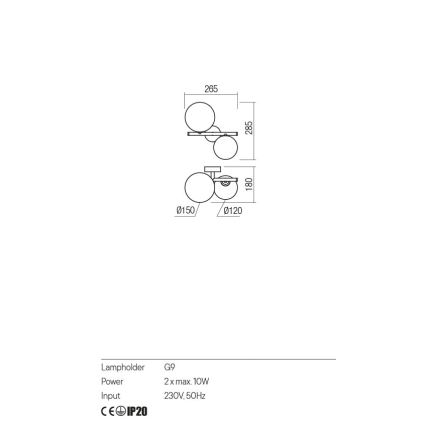 Redo 01-2778 - Аплик ROY 2xG9/10W/230V