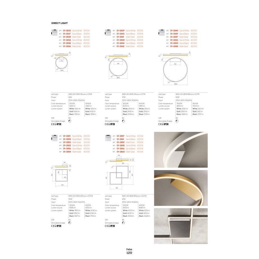 Redo 01-2817 - LED Димируем аплик FEBE LED/24W/230V златист