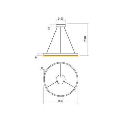 Redo 01-2865 - LED Димируем пендел FEBE LED/37W/230V златист