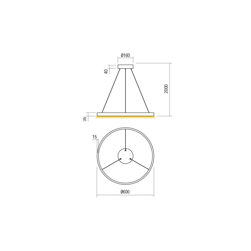 Redo 01-2867 - LED Димируем пендел FEBE LED/37W/230V черен