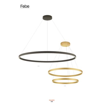 Redo 01-2889 - LED полилей на кабел с възможност за димиране FEBE LED/62W/230V златист