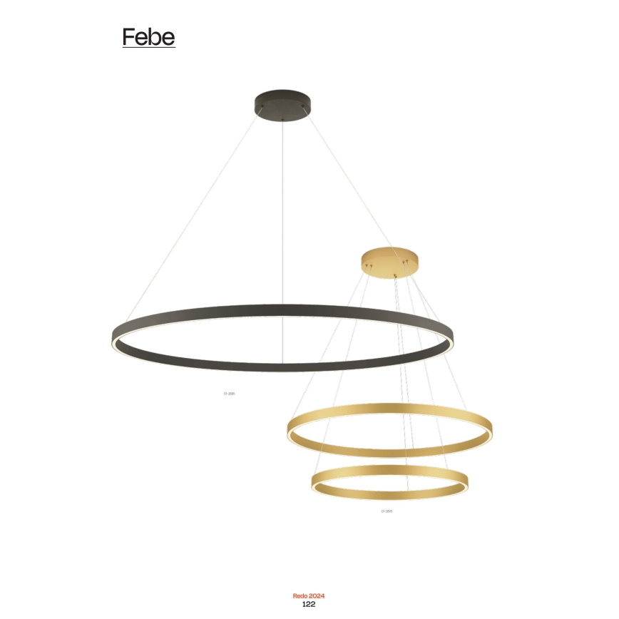 Redo 01-2889 - LED полилей на кабел с възможност за димиране FEBE LED/62W/230V златист