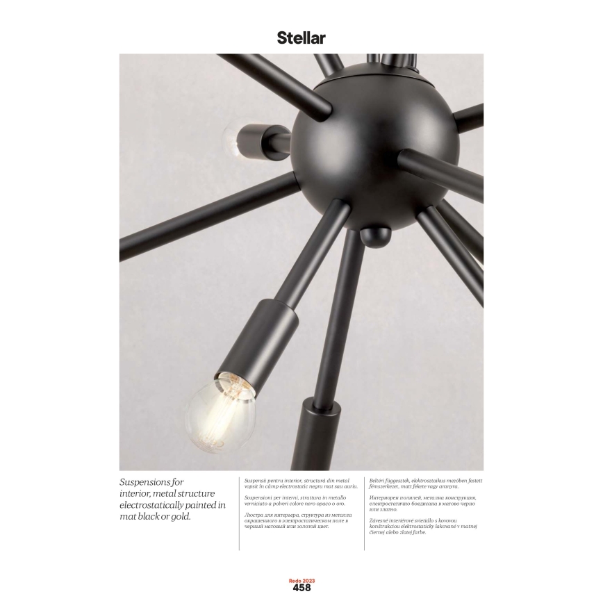 Redo 01-2934 - Полилей на кабел STELLAR 12xE14/25W/230V черен