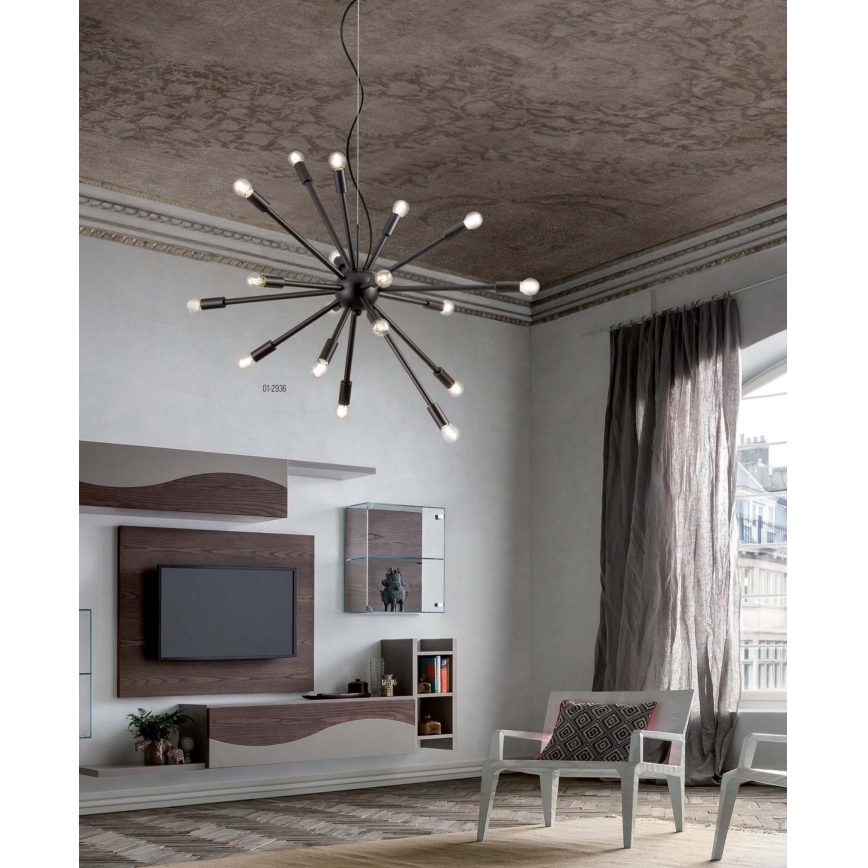 Redo 01-2936 - Пендел STELLAR 18xE14/25W/230V черен