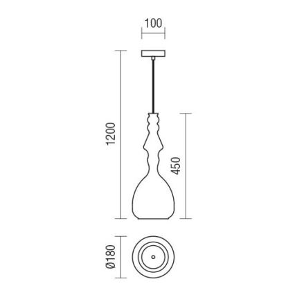 Redo 01-2937 - Полилей на кабел AMBIX 1xE27/42W/230V Ø 18 см, златист