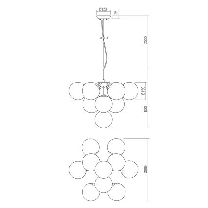 Redo 01-2940 - Пендел AGAPE 10xE14/28W/230V златист