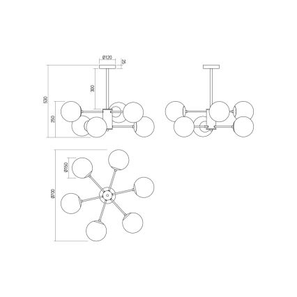 Redo 01-2943 - Люстра на прът MUNDI 6xE14/28W/230V медна/опушена