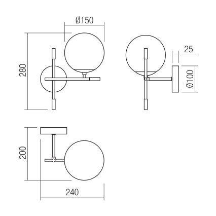Redo 01-2944 - Аплик ESSENTIAL 1xE14/28W/230V дeсен