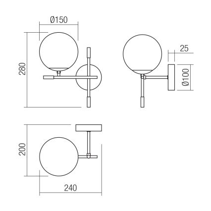 Redo 01-2945 - Аплик ESSENTIAL 1xE14/28W/230V ляв