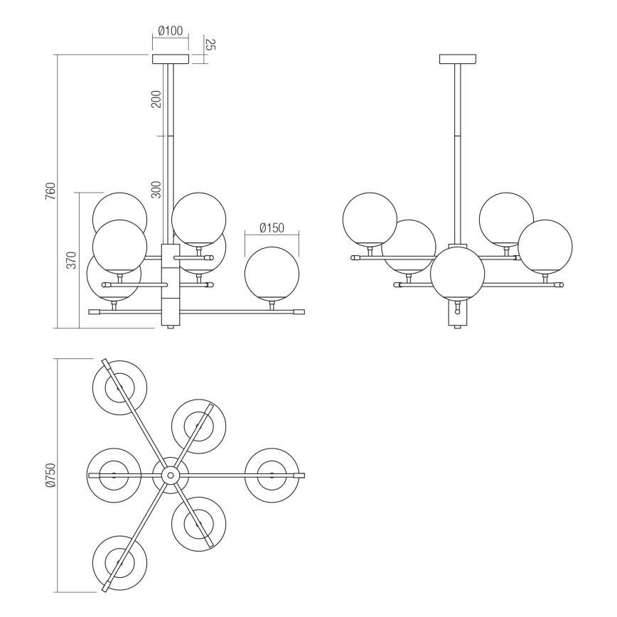 Redo 01-2950 - Висящ полилей ESSENTIAL 6xE14/28W/230V