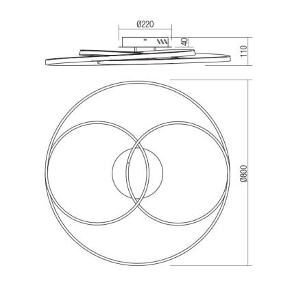 Redo 01-2973 - LED Плафониера CENTRIX LED/92W/230V бронзов