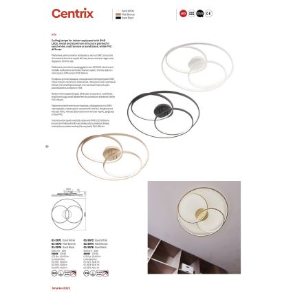 Redo 01-2975 - LED Плафониера CENTRIX LED/92W/230V черен