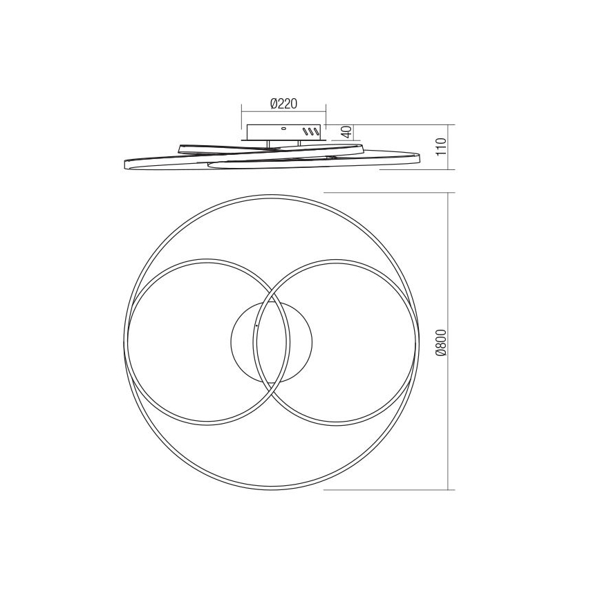 Redo 01-2975 - LED Плафониера CENTRIX LED/92W/230V черен