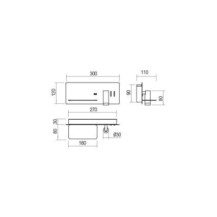 Redo 01-2985 - LED Стенен спот BROOK LED/8W/230V + LED/3W USB CRI 90 черен ляв