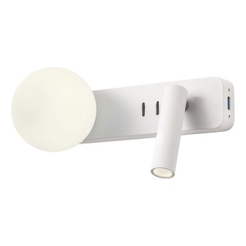 Redo 01-2991 - LED стенен аплик OASIS LED/3W/230V + 1xG9/10W USB CRI 90 бял