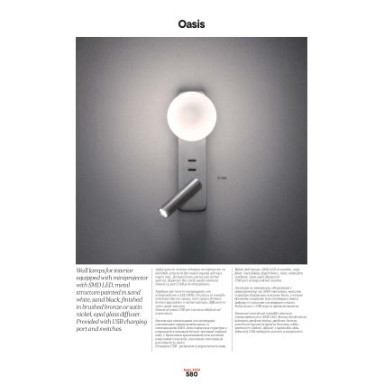 Redo 01-2991 - LED стенен аплик OASIS LED/3W/230V + 1xG9/10W USB CRI 90 бял