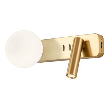 Redo 01-2992 - LED стенно осветително тяло OASIS LED/3W/230V + 1xG9/10W USB CRI 90 бронзово