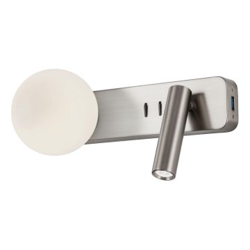 Redo 01-2993 - LED стенен аплик OASIS LED/3W/230V + 1xG9/10W USB CRI 90 лъскав хром